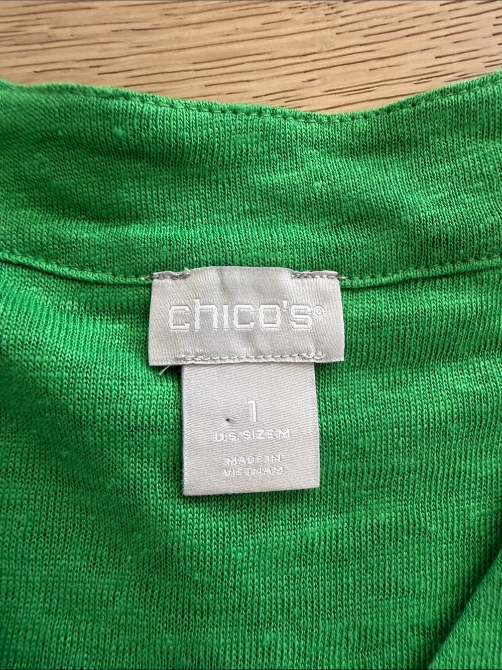 Chico's Embroidered Linen 3/4 Sleeve Tunic Women's Medium Green Floral - Picture 5 of 10
